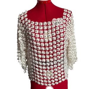 Elegant White Floral Crochet Blouse MM419